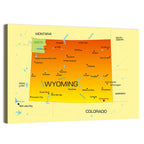 Wyoming State Map, Yellow Accent Wall Art