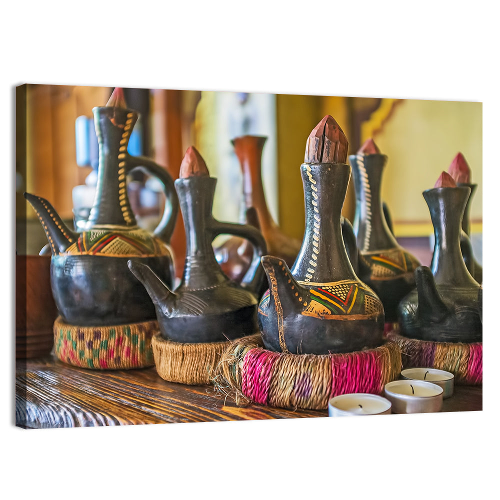 Clay Pots on African Cafe Counter Wall Art
