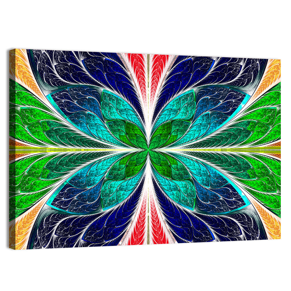Stained Glass Fractal Floral Pattern Wall Art