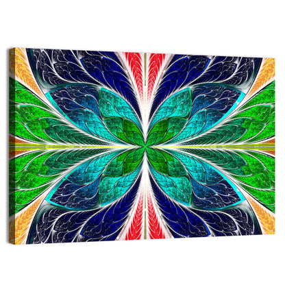 Stained Glass Fractal Floral Pattern Wall Art