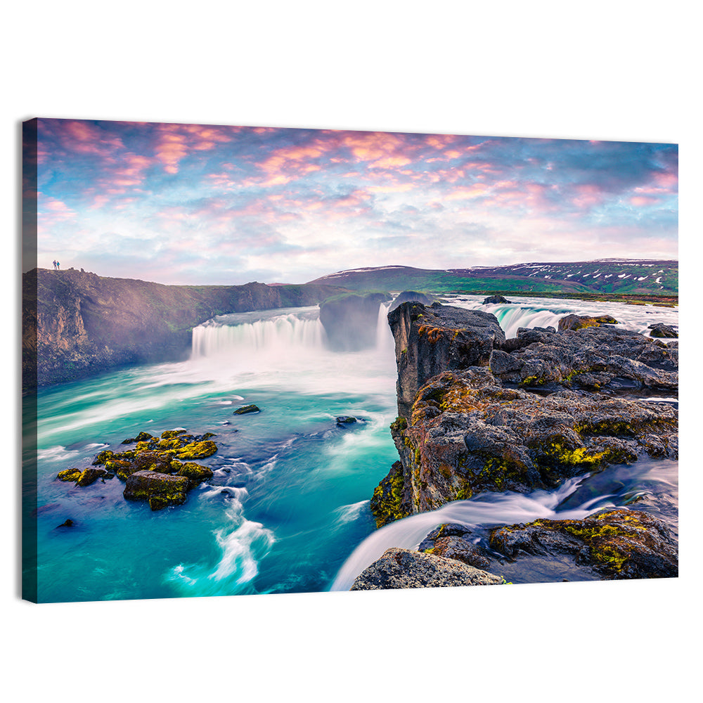 Goðafoss Waterfall at Dusk Wall Art
