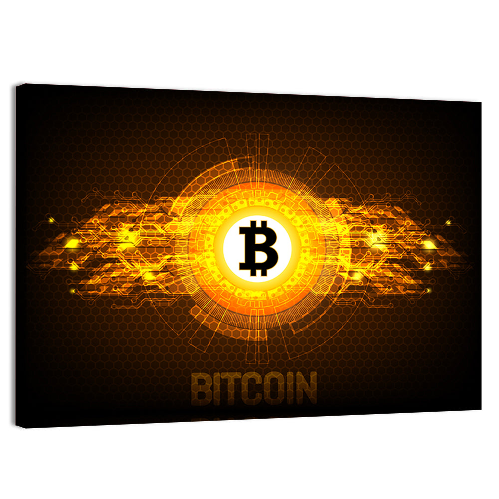 Futuristic Bitcoin Circuit Wall Art