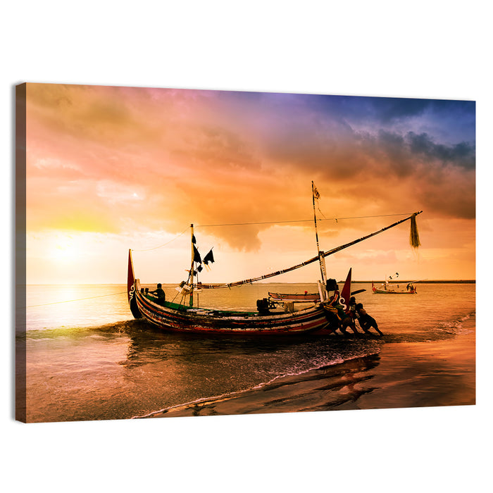 Fishing Boat on Bali Beach Wall Art as a canvas print