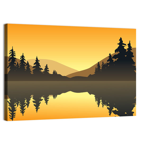 Evergreen Lake at Sunset Wall Art