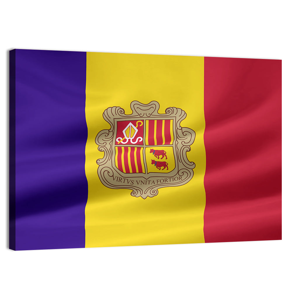 Andorra Flag with Coat of Arms Wall Art