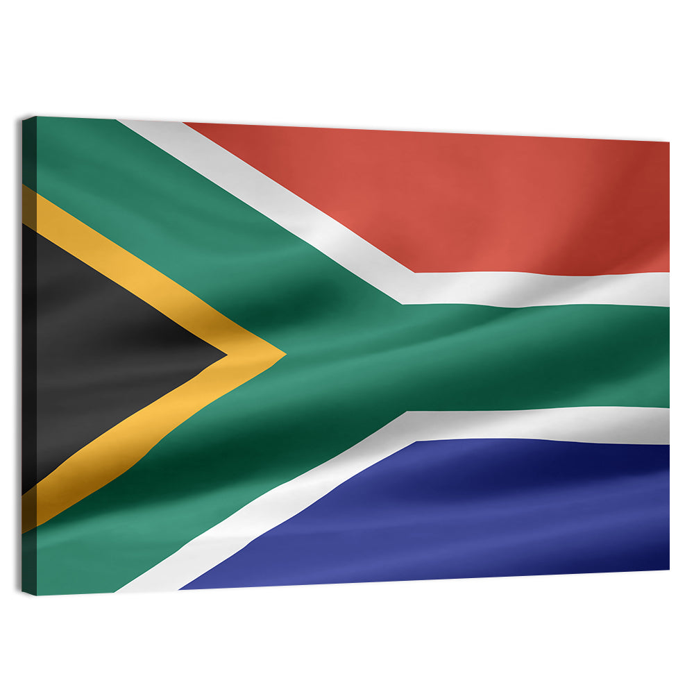 Waving South African Flag Wall Art, canvas print, landscape