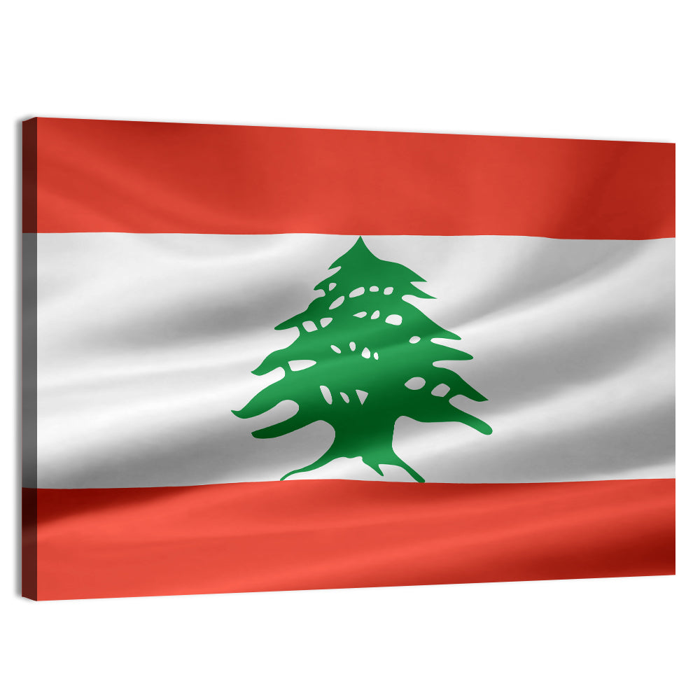 Lebanon Flag with Cedar Emblem Wall Art