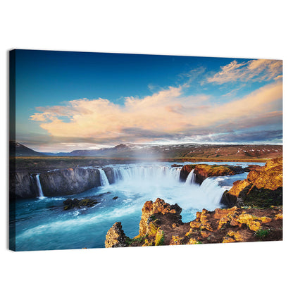 Godafoss Waterfall at Golden Hour Wall Art