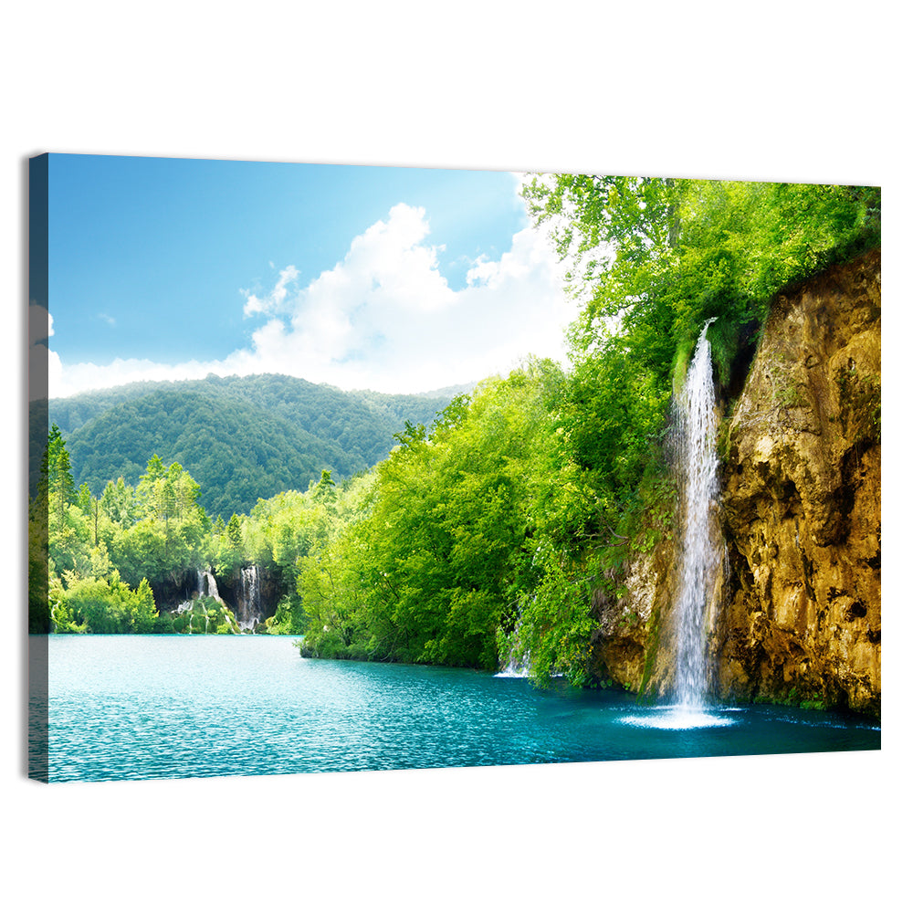 Plitvice Lakes Waterfall Wall Art, canvas print, landscape