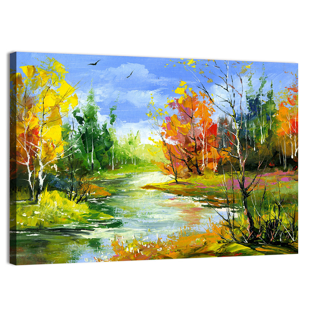 Winding Autumn Stream Wall Art