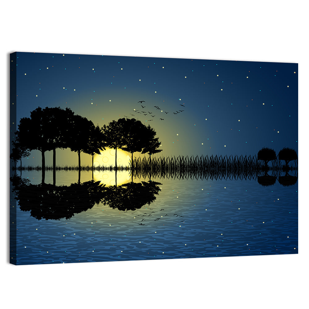 Moonlit Guitar Island Wall Art