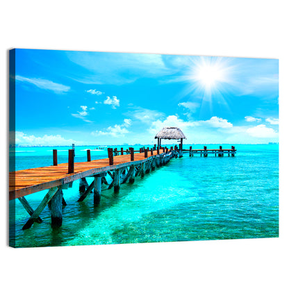 Wooden Jetty Near Cancun Wall Art