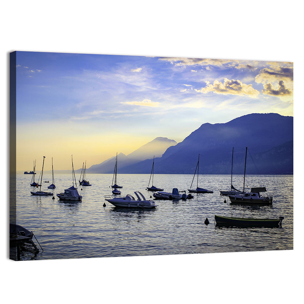 Lake Garda Harbor Sunset Wall Art
