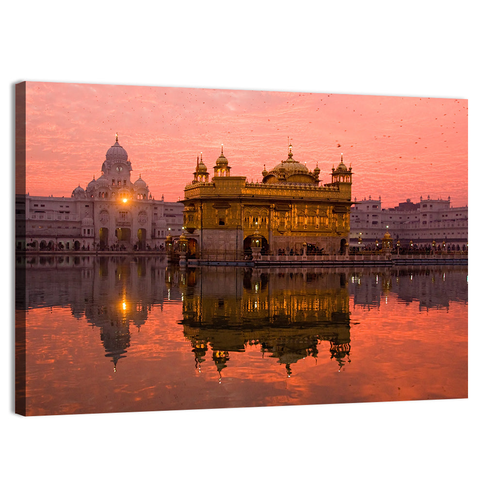 Golden Temple at Sunset, Amritsar Wall Art, canvas print, landscape