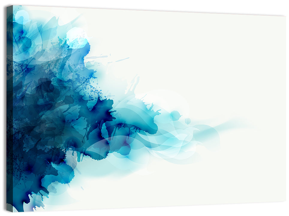 Blue Watercolor Ink Blot Wall Art