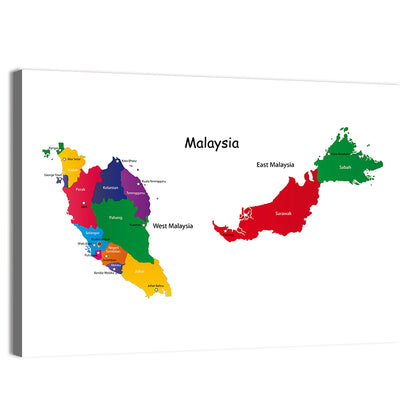 Two-part Malaysia Map Wall Art