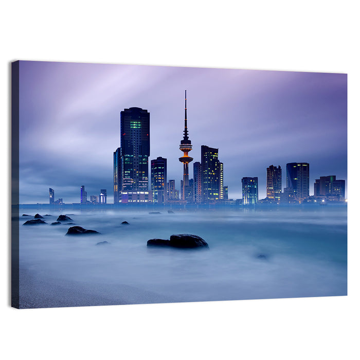 Kuwait City Skyline Wall Art as a canvas print