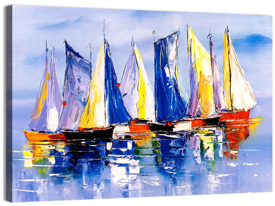 Scenic Sailboats at Sea Wall Art, canvas print, landscape