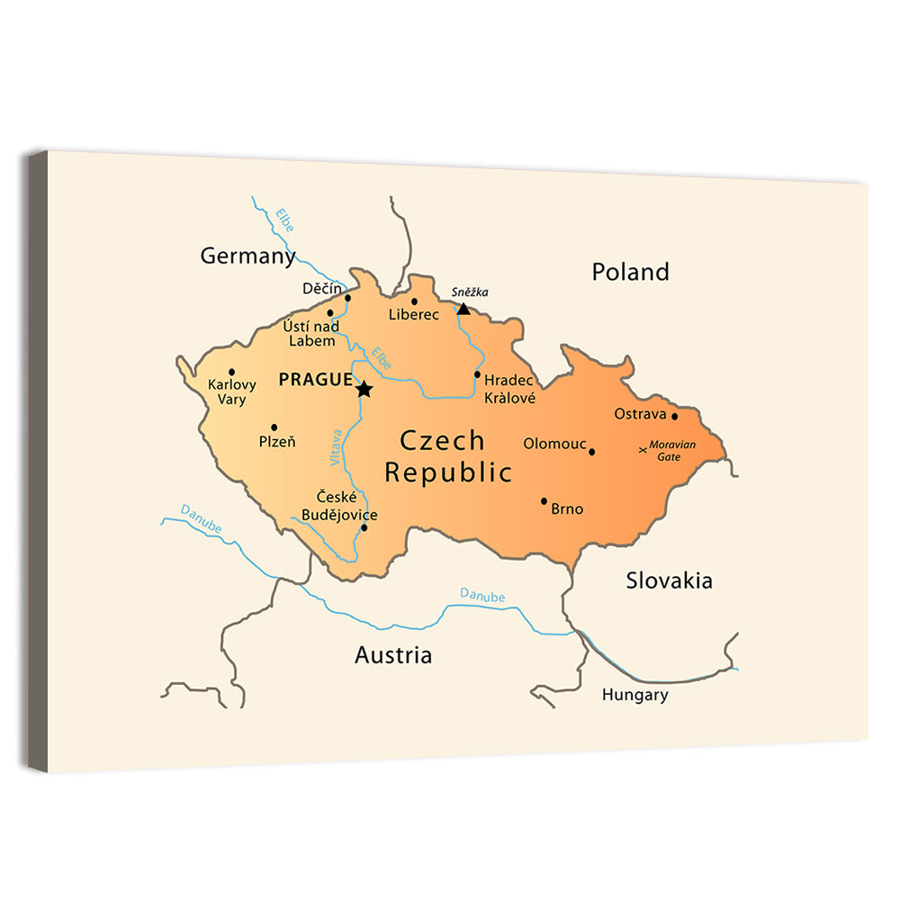 Minimalist Czech Republic Map Wall Art, canvas print, landscape