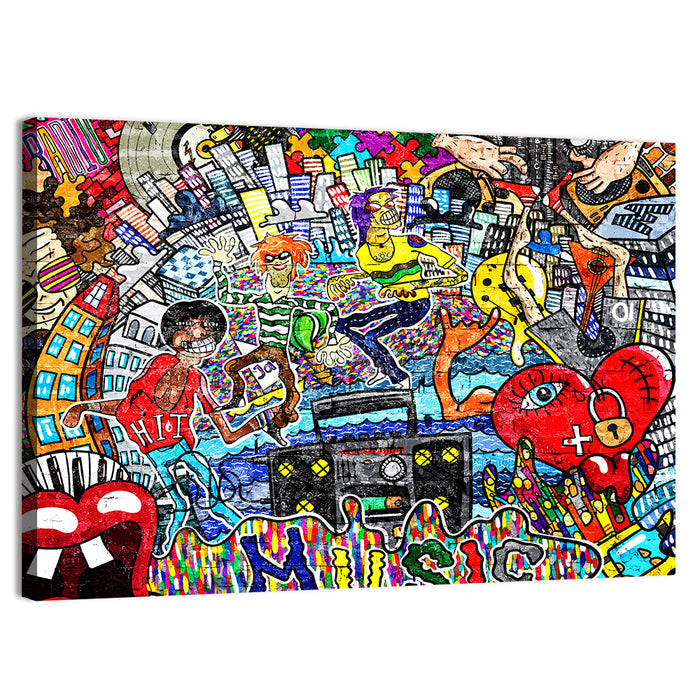 Urban Music Collage Wall Art as a canvas print