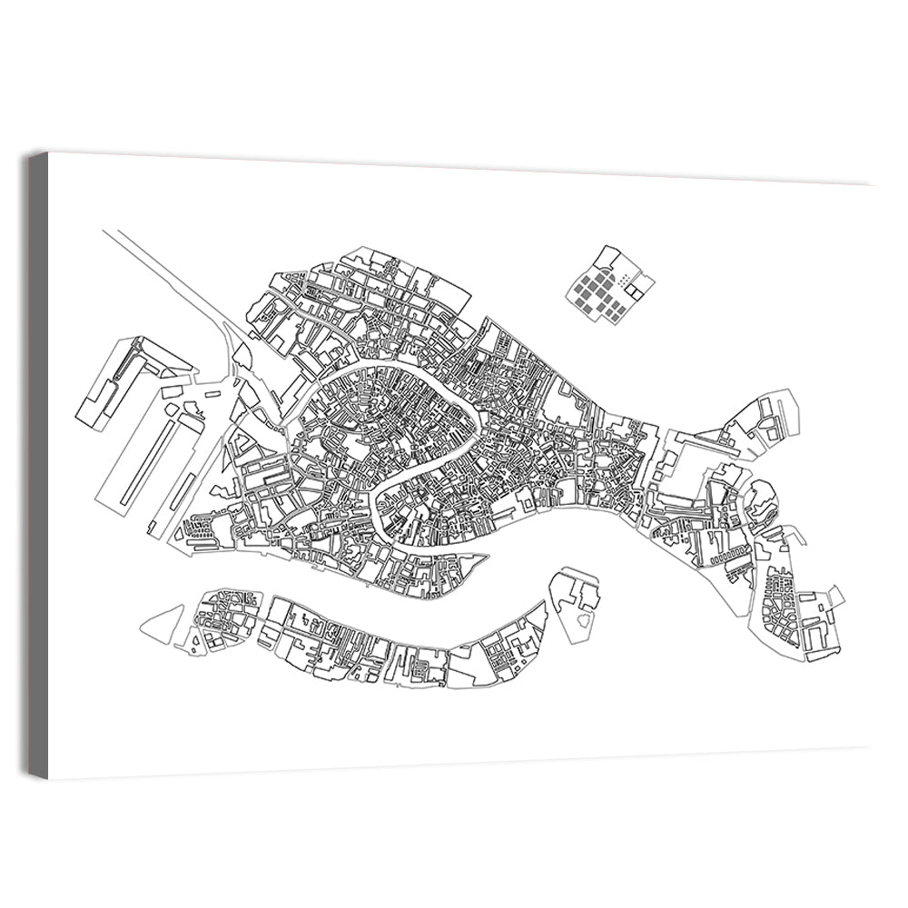 Venice City Map Wall Art