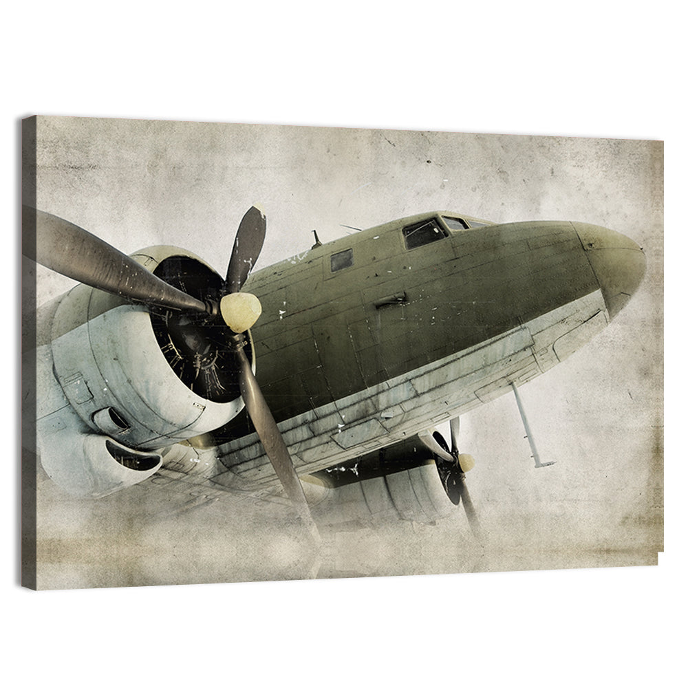 Low Angle Vintage Propeller Airplane Wall Art
