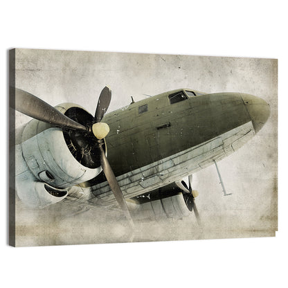 Low Angle Vintage Propeller Airplane Wall Art