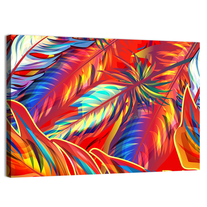 Layered Exotic Feathers Wall Art as a canvas print