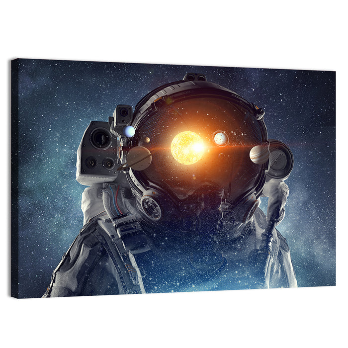 Astronaut Helmet with Solar System Wall Art as a canvas print