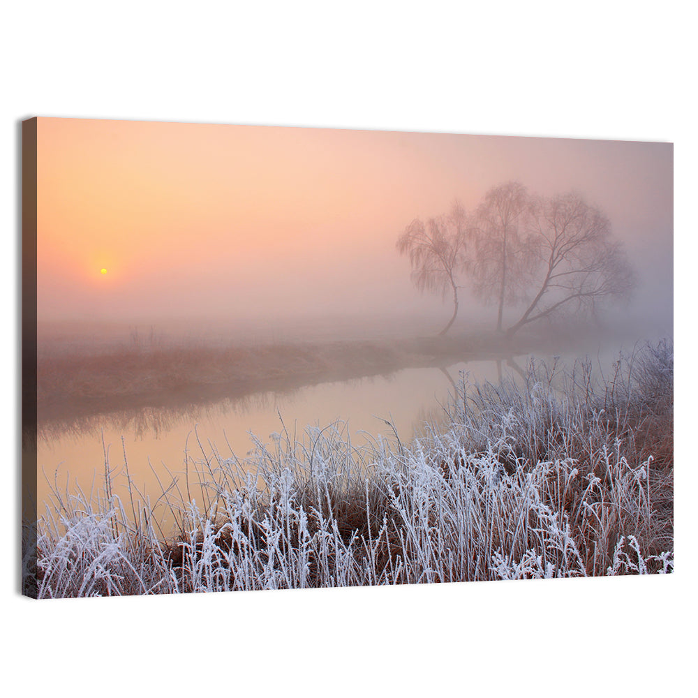 Misty Morning on the River Wall Art, canvas print, landscape