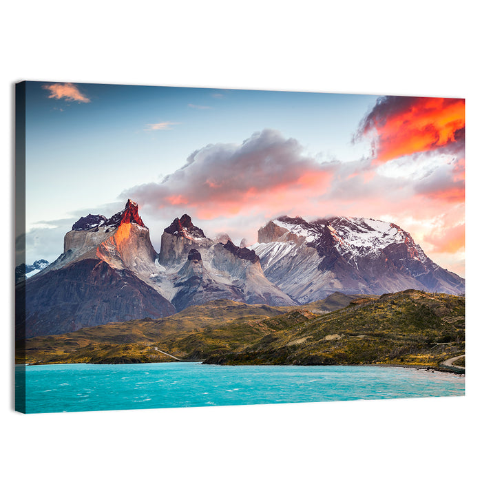 Torres Del Paine Sunset Wall Art as a canvas print
