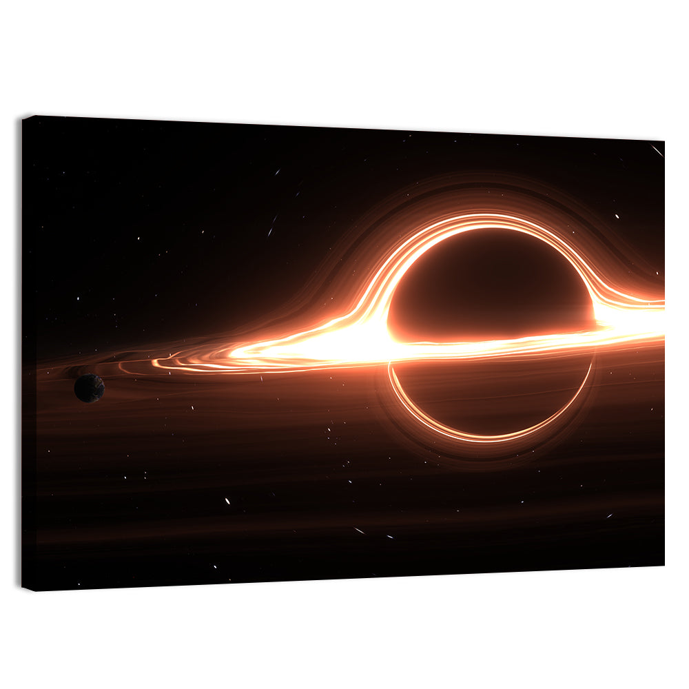 Planet Orbiting a Giant Black Hole Wall Art, canvas print, landscape