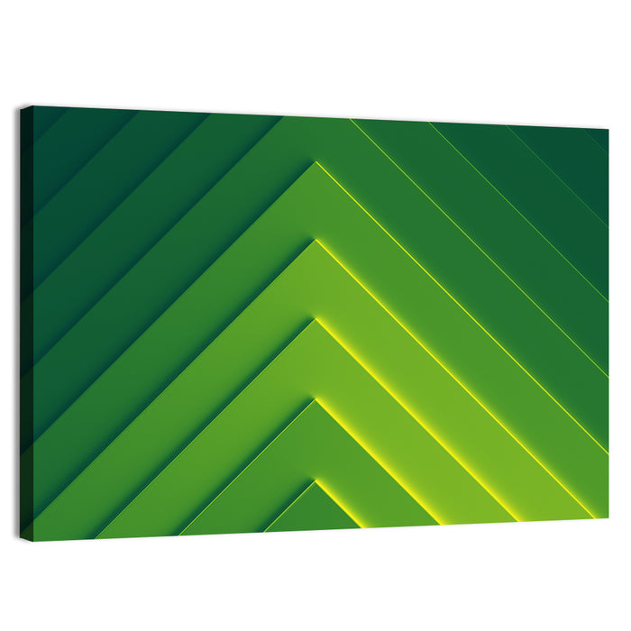 Green Chevron Geometric Abstract Wall Art as a canvas print