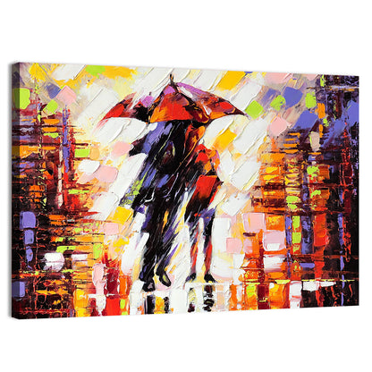 Couple Under Red Umbrella Wall Art