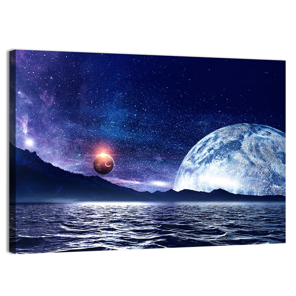 Hidden Moon Over Alien Sea Wall Art
