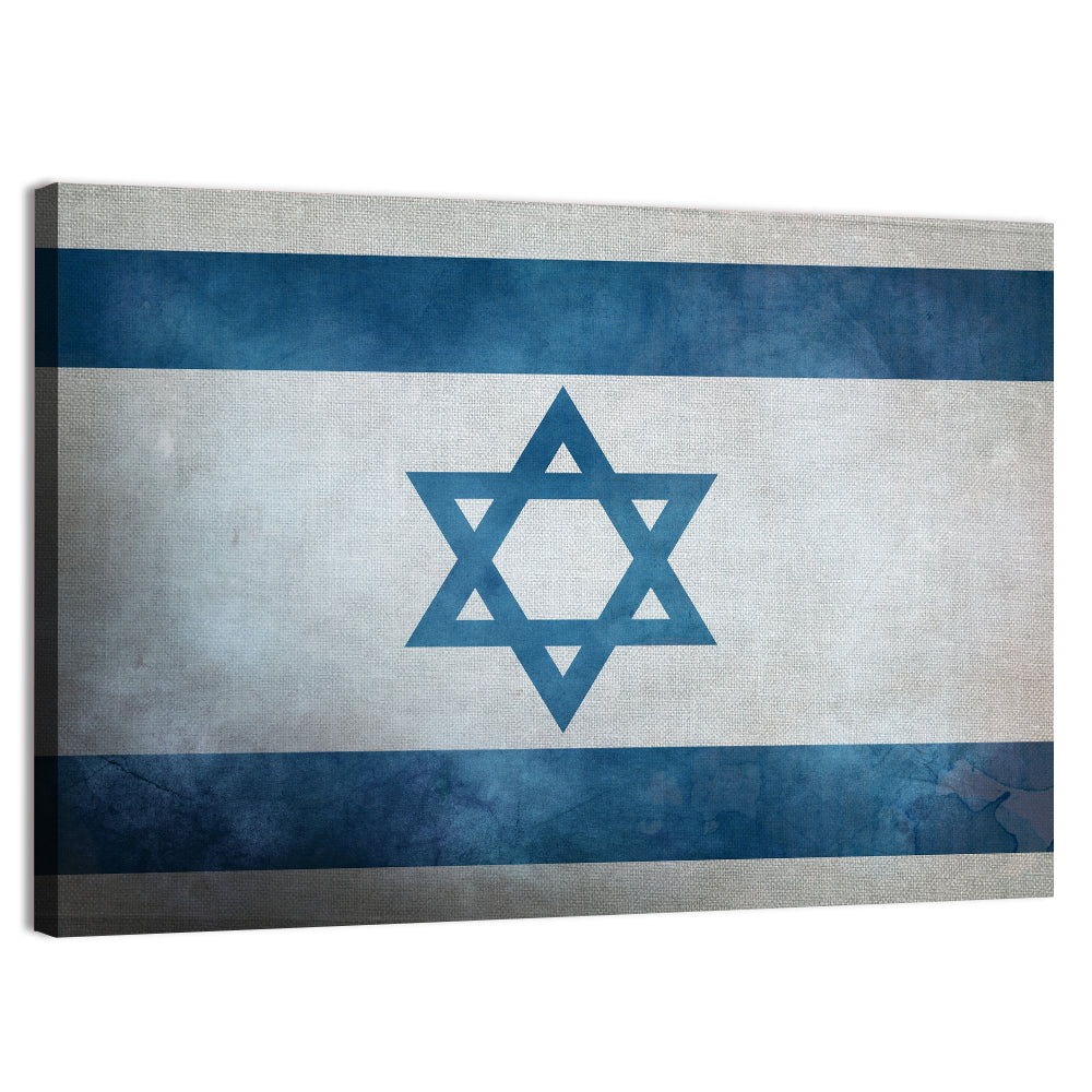 Israeli Flag with Star of David Wall Art, canvas print, landscape