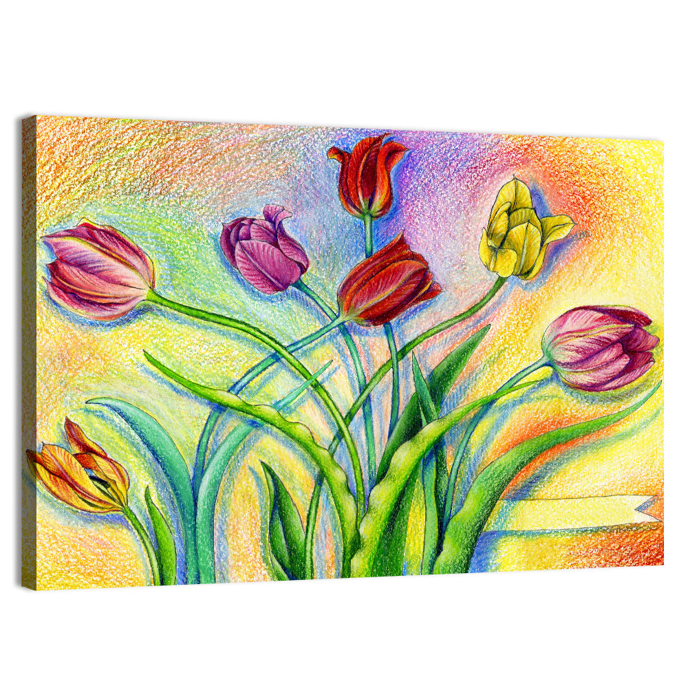 Colored Pencil Tulips Wall Art