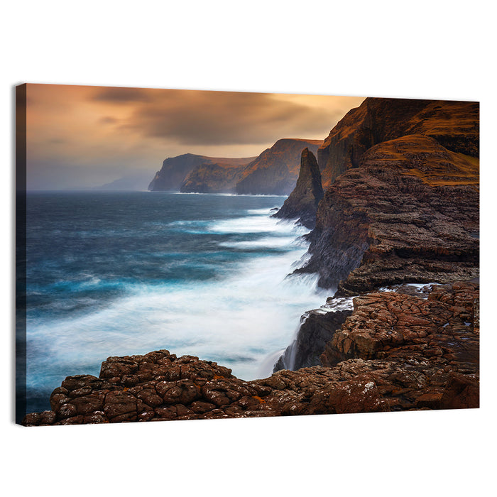 Vagar Island Coastline, Faroe Islands Wall Art as a canvas print