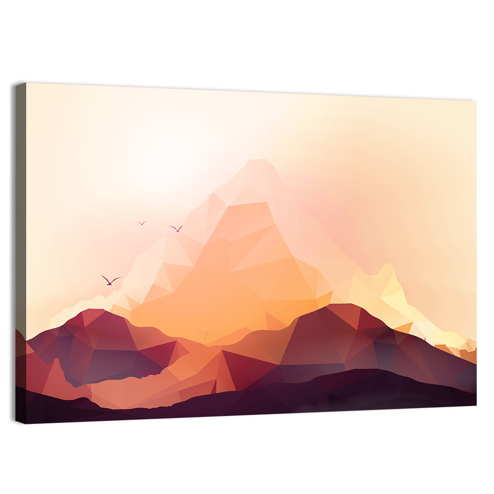 Geometric Mountain Sunset Illustration Wall Art, canvas print, landscape