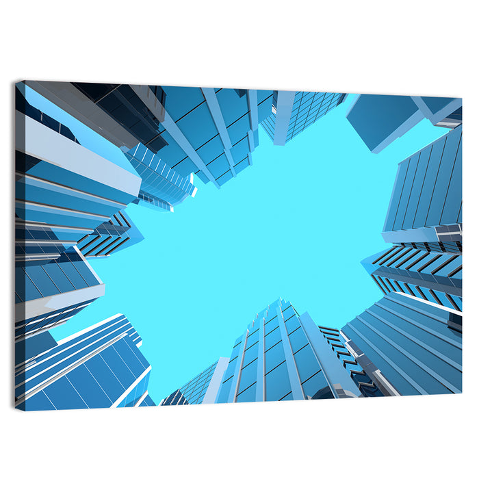 Modern Glass Skyscrapers Wall Art as a canvas print