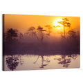 Misty Golden Lake Sunrise Wall Art