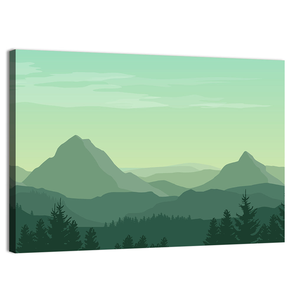 Green Mountain Silhouette Wall Art, canvas print, landscape