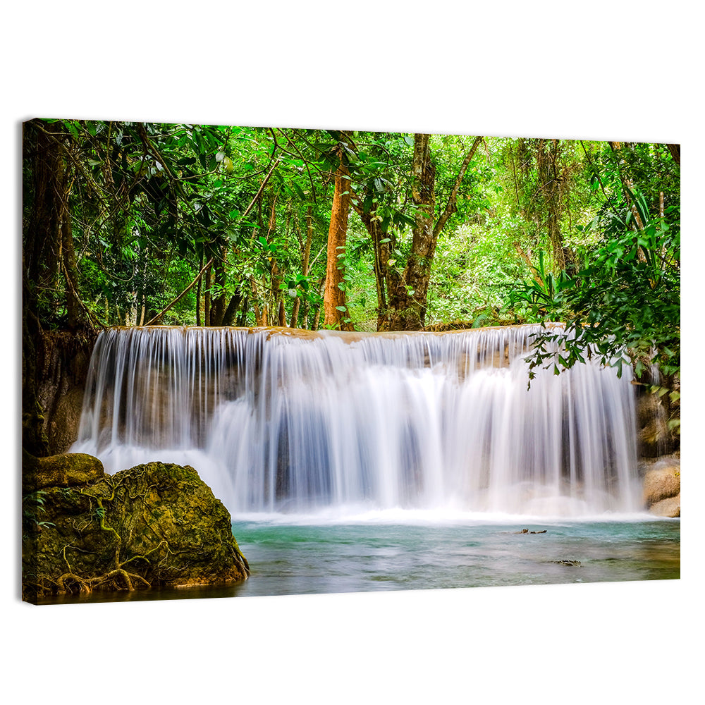 Huai Mae Khamin Waterfall, Jungle Canopy Wall Art, canvas print, landscape