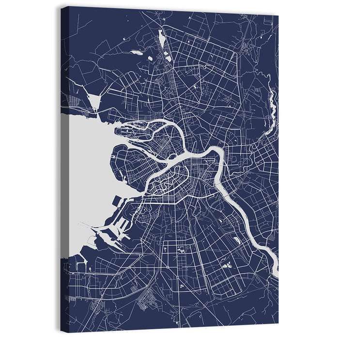 Saint Petersburg Map Wall Art as a canvas print