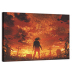 Zombie Walking Through Burnt Cemetery Wall Art