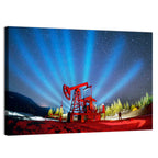 Starry Night Oil Pump Jack Wall Art