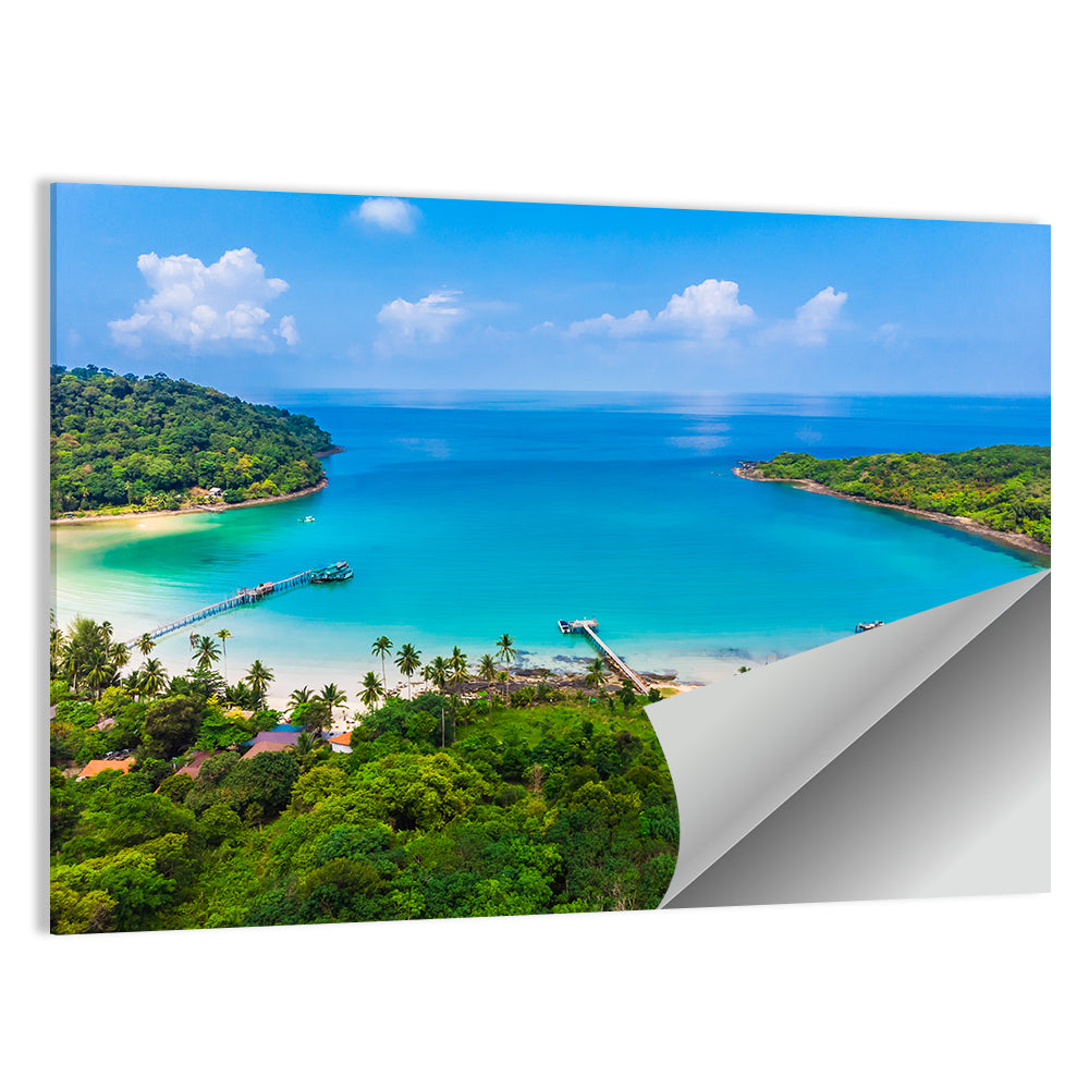 Tropical Bay with Wooden Piers Wall Art
