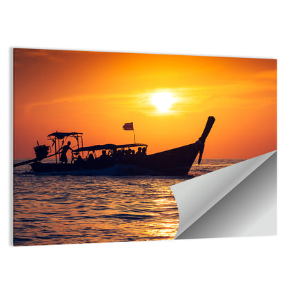 Fishing Boat Sunset Wall Art