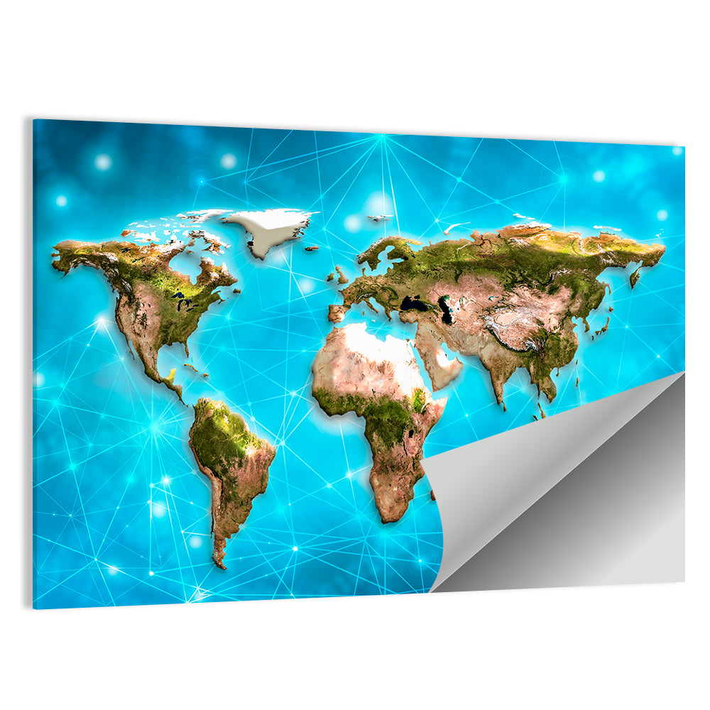 Geometric World Map Illustration Wall Art