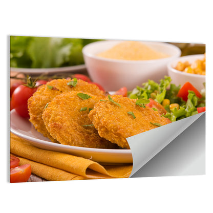 Golden Corn Cutlet Burger Wall Art
